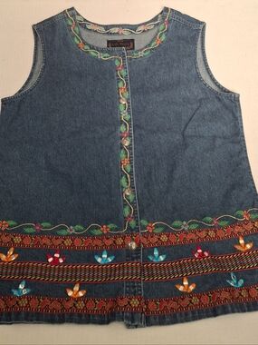 Life Style DK Blue Denim Vest Vintage